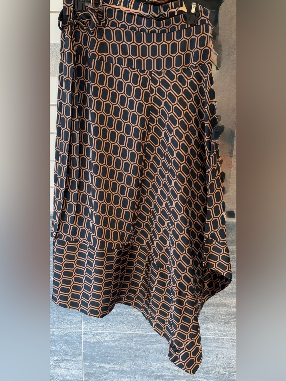 Zara Black and Tan wrap around asymmetrical skirt